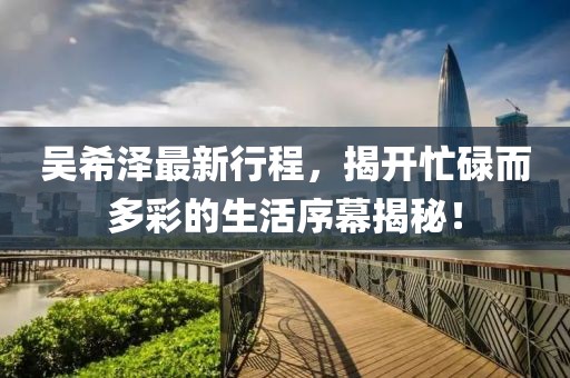吳希澤最新行程，揭開忙碌而多彩的生活序幕揭秘！